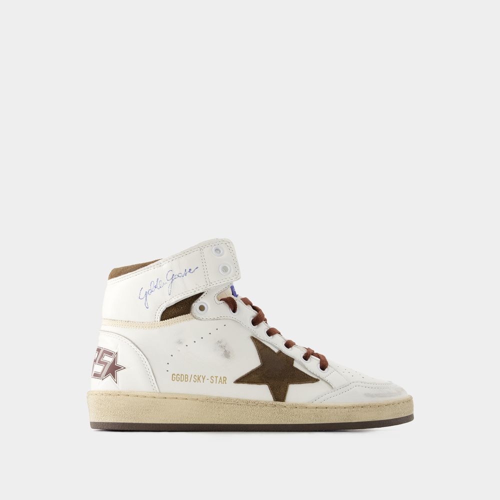 Shop Golden Goose Sky Star Sneakers -  - Leather - Multi In White