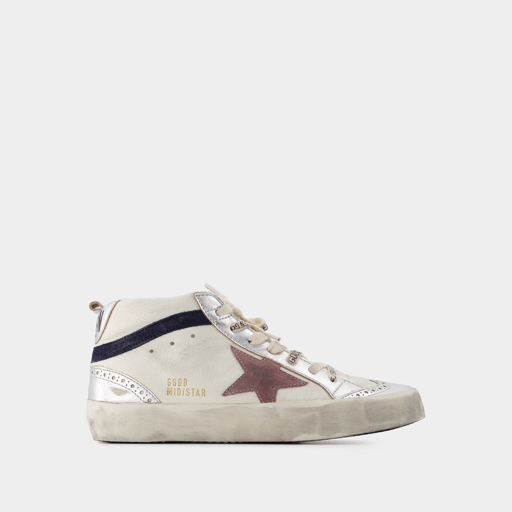 Shop Golden Goose Sneakers Mid Star -  Deluxe Brand - Cuir - Blanc In White