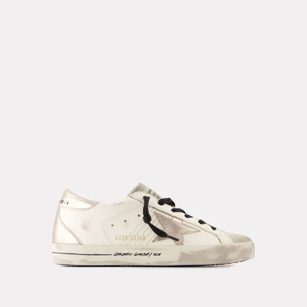 Golden Goose White Leather Super Star Sneakers In White