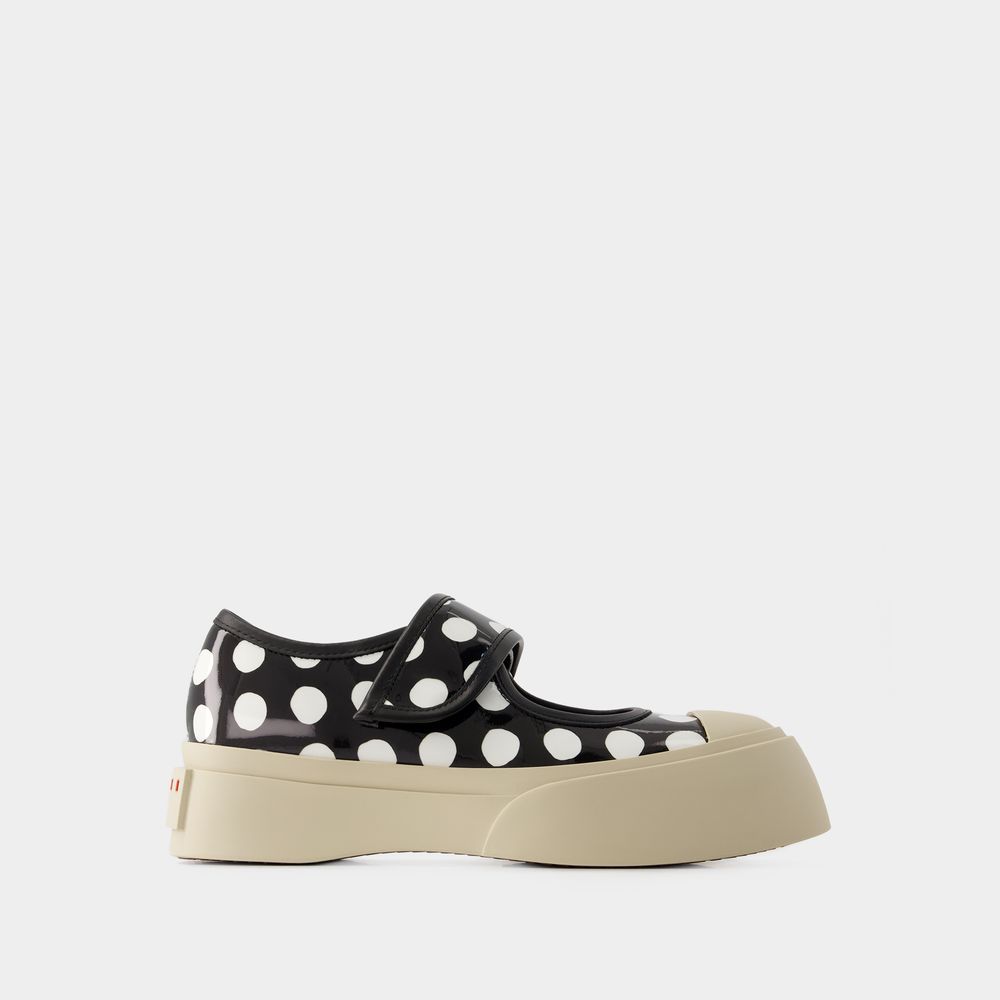 Shop Marni Mary Jane Sneakers -  - Leather - Black/lily White
