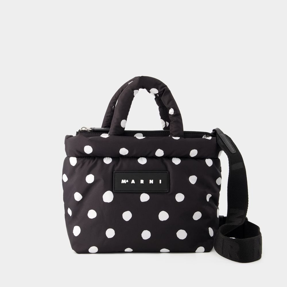 Shop Marni Ew Dots Print Tote Bag -  - Leather - Black