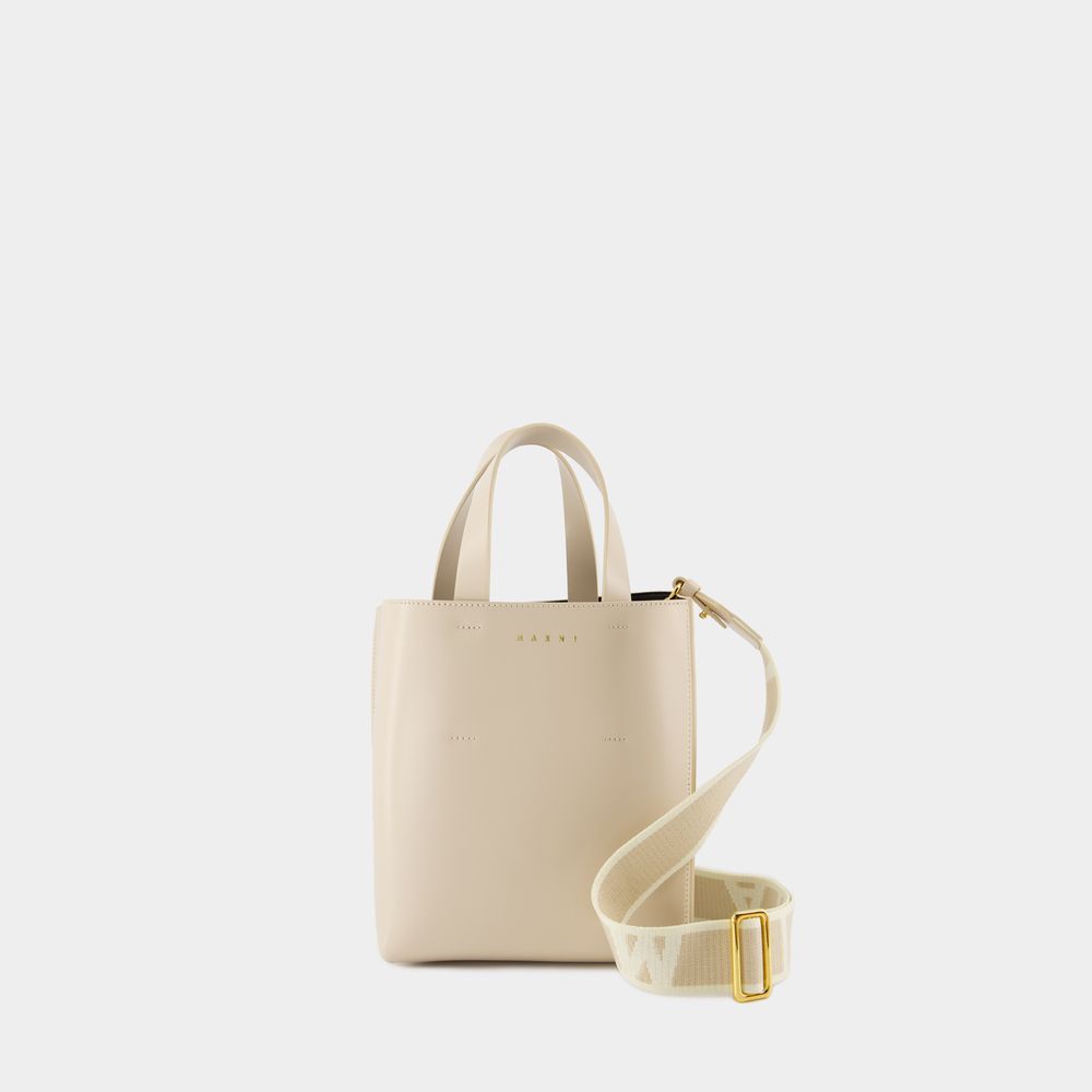 Shop Marni Museo Mini Shopping Bag -  - Leather - Beige