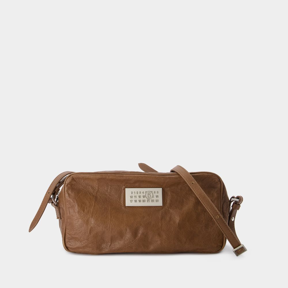 Shop Mm6 Maison Margiela Numeric Small Worn Out Bag -  - Leather - Brown