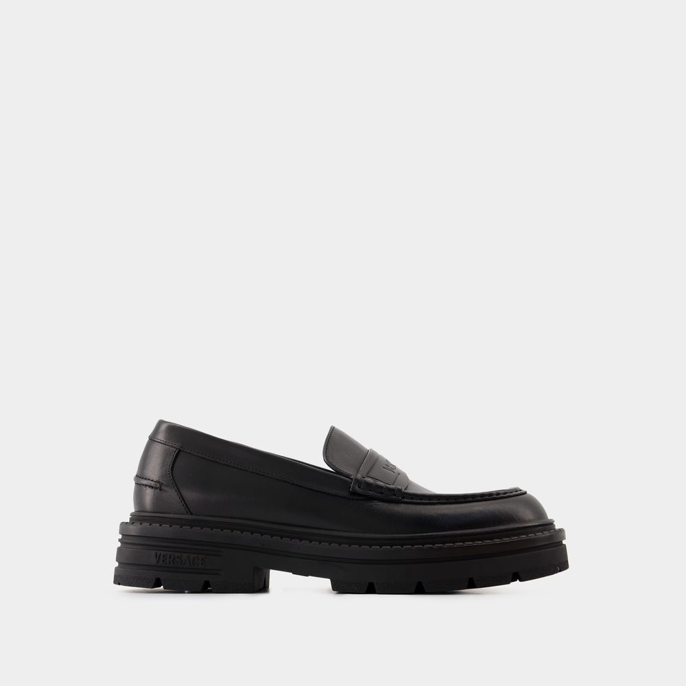 Versace Adriano Loafers - - Leather - Black In Black