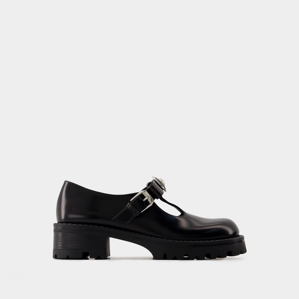 Shop Versace Derbies Gianni Ribbon -  - Cuir - Noir In Black