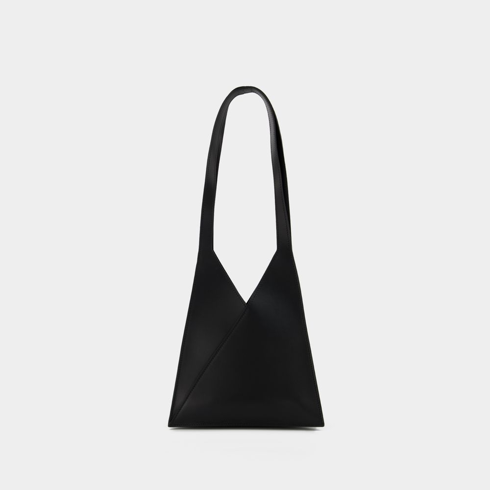 Shop Mm6 Maison Margiela Flap Japanese Hobo Bag -  - Black - Leather
