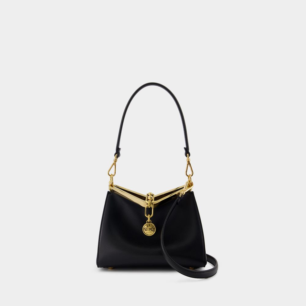 Shop Etro Vela Small Shoulder Bag -  - Leather - Black