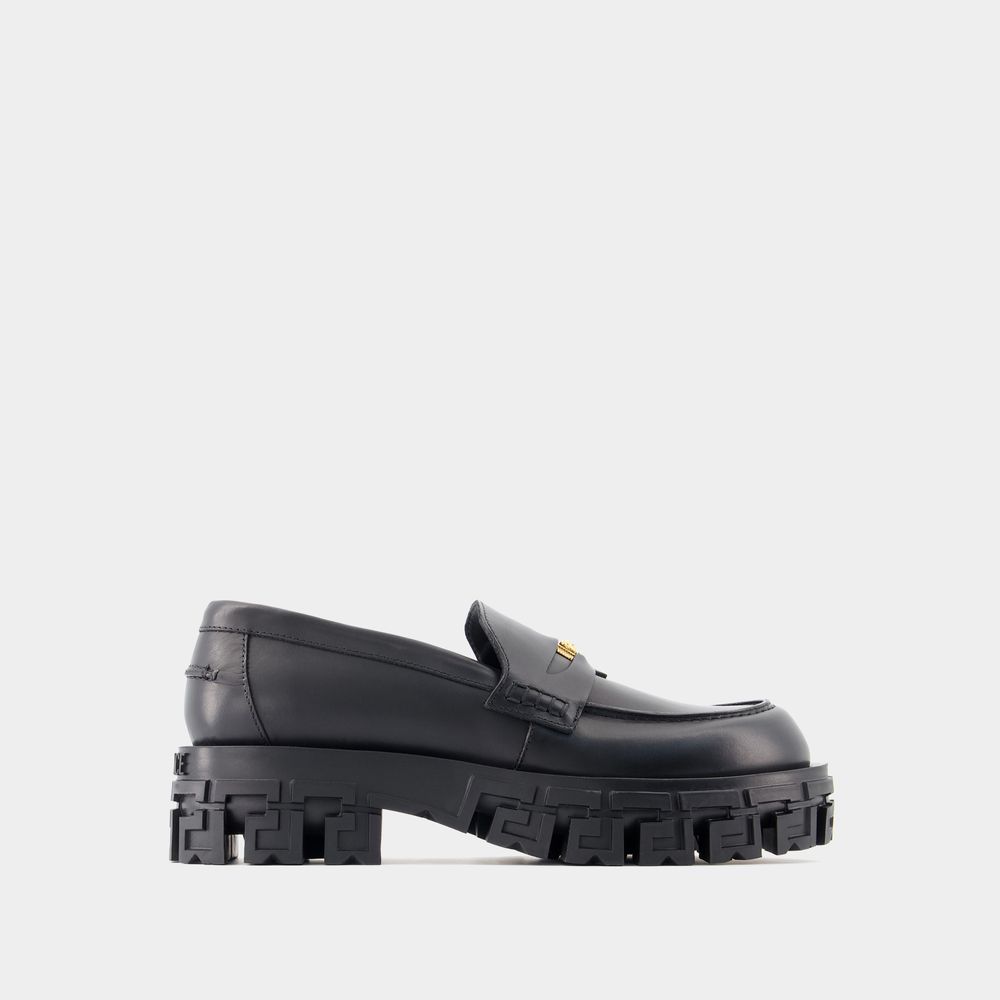 Shop Versace Loafers -  - Leather - Black