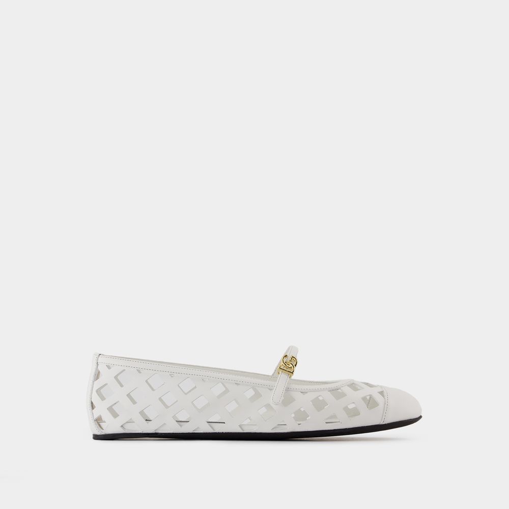 Shop Dolce & Gabbana Ballerines - Dolce&gabbana - Cuir - Blanc In White