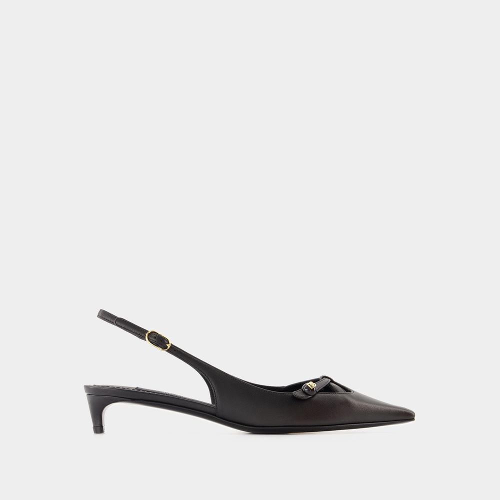 Dolce & Gabbana Mun 30 Croc-embossed Leather Slingback Pumps In Black