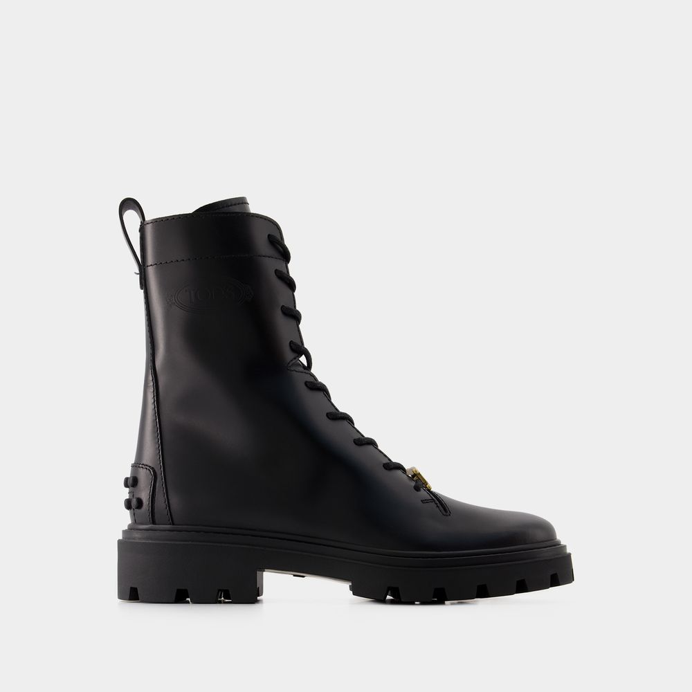 Shop Tod's Gomma Pesante Boots -  - Leather - Black