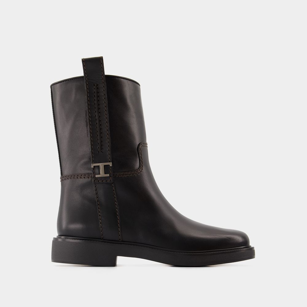 Shop Tod's Bottes Gomma 20l -  - Cuir - Noir In Black