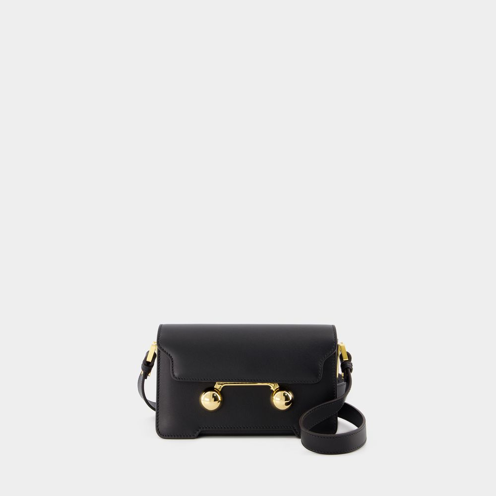 Marni Trunkaroo Mini Leather Shoulder Bag In Black