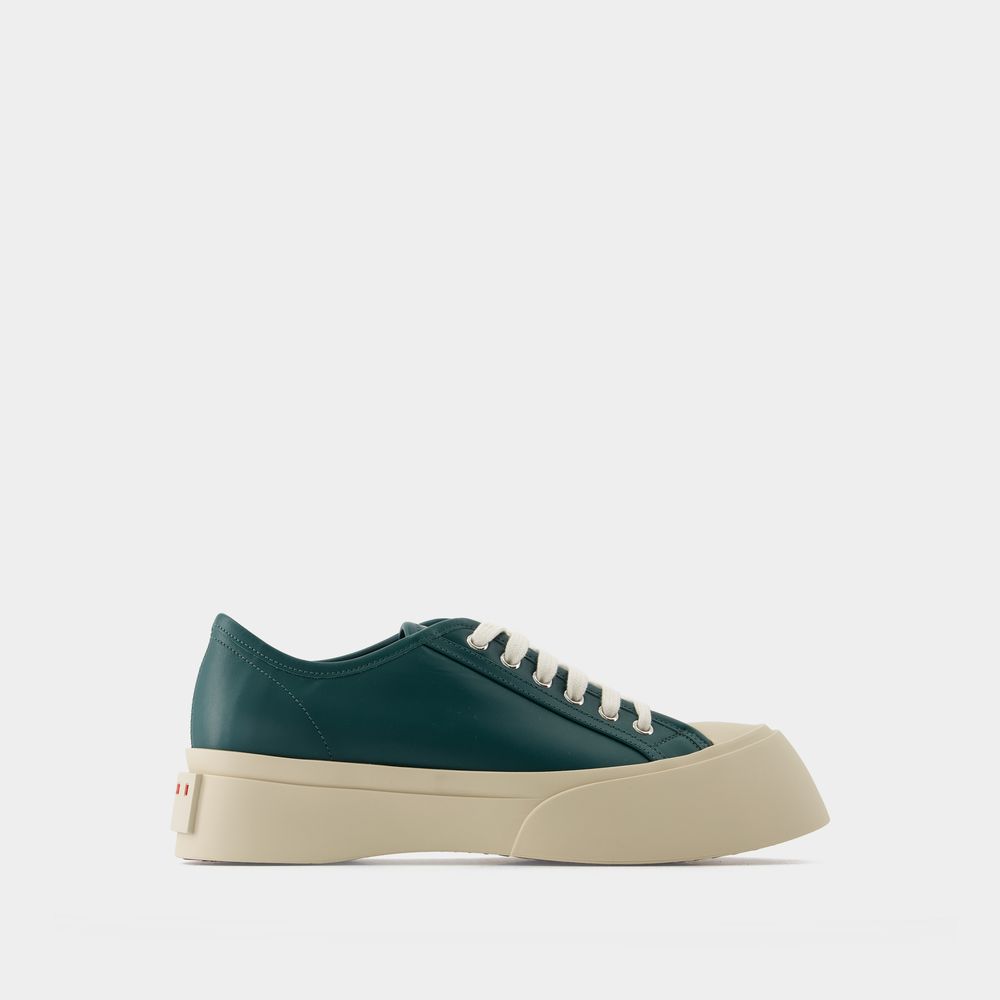 Marni Lace Up Sneakers - - Leather - Green In Green
