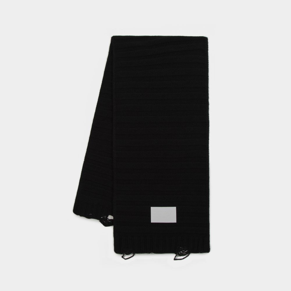 Shop Mm6 Maison Margiela Scarf -  - Wool - Black