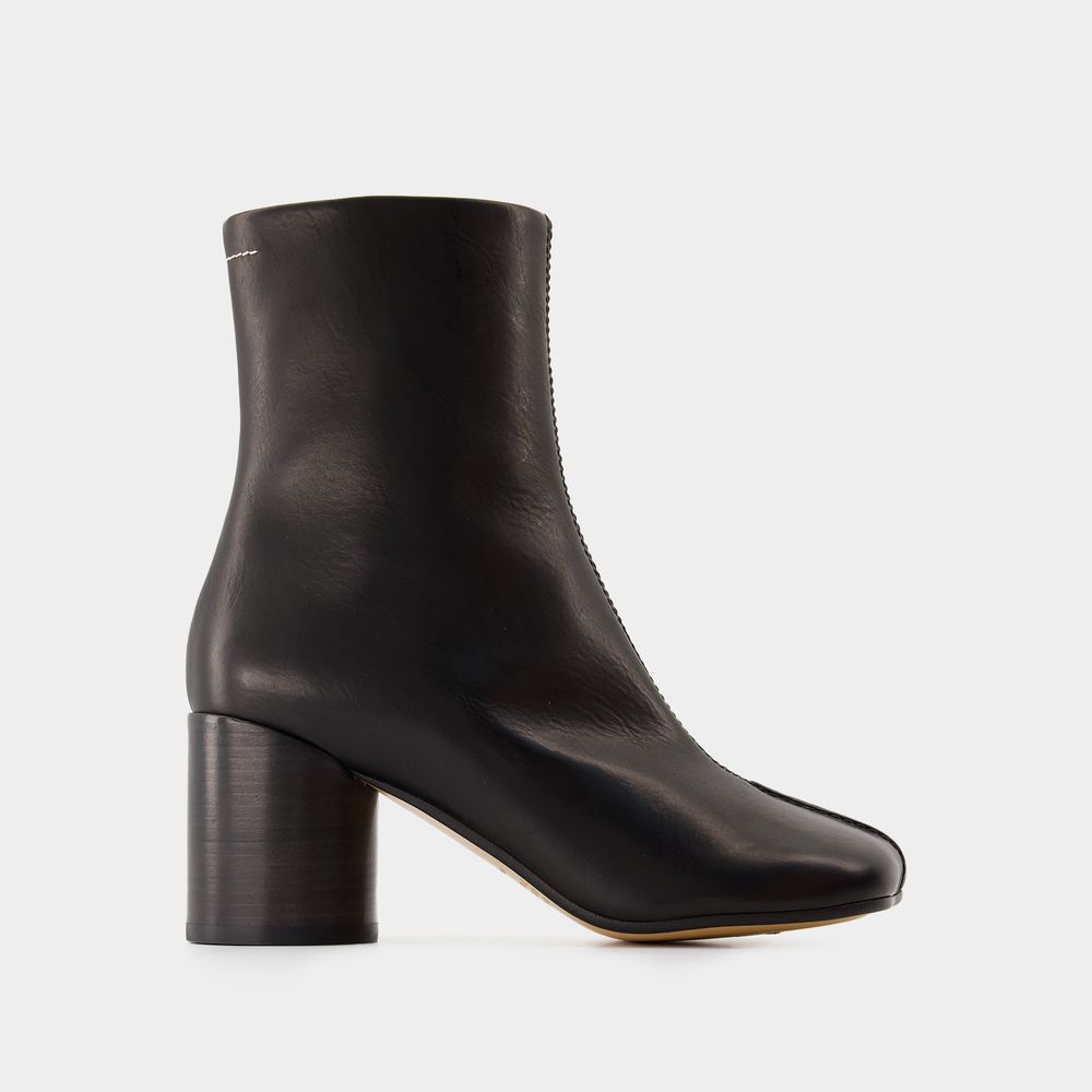Shop Mm6 Maison Margiela Ankle Boots - - Leather - Black