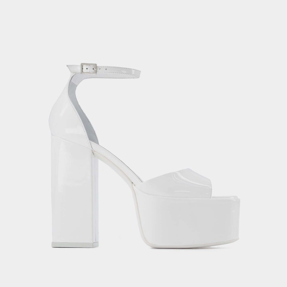 Shop Paris Texas Tatiana Platform Sandals -  - White - Leather