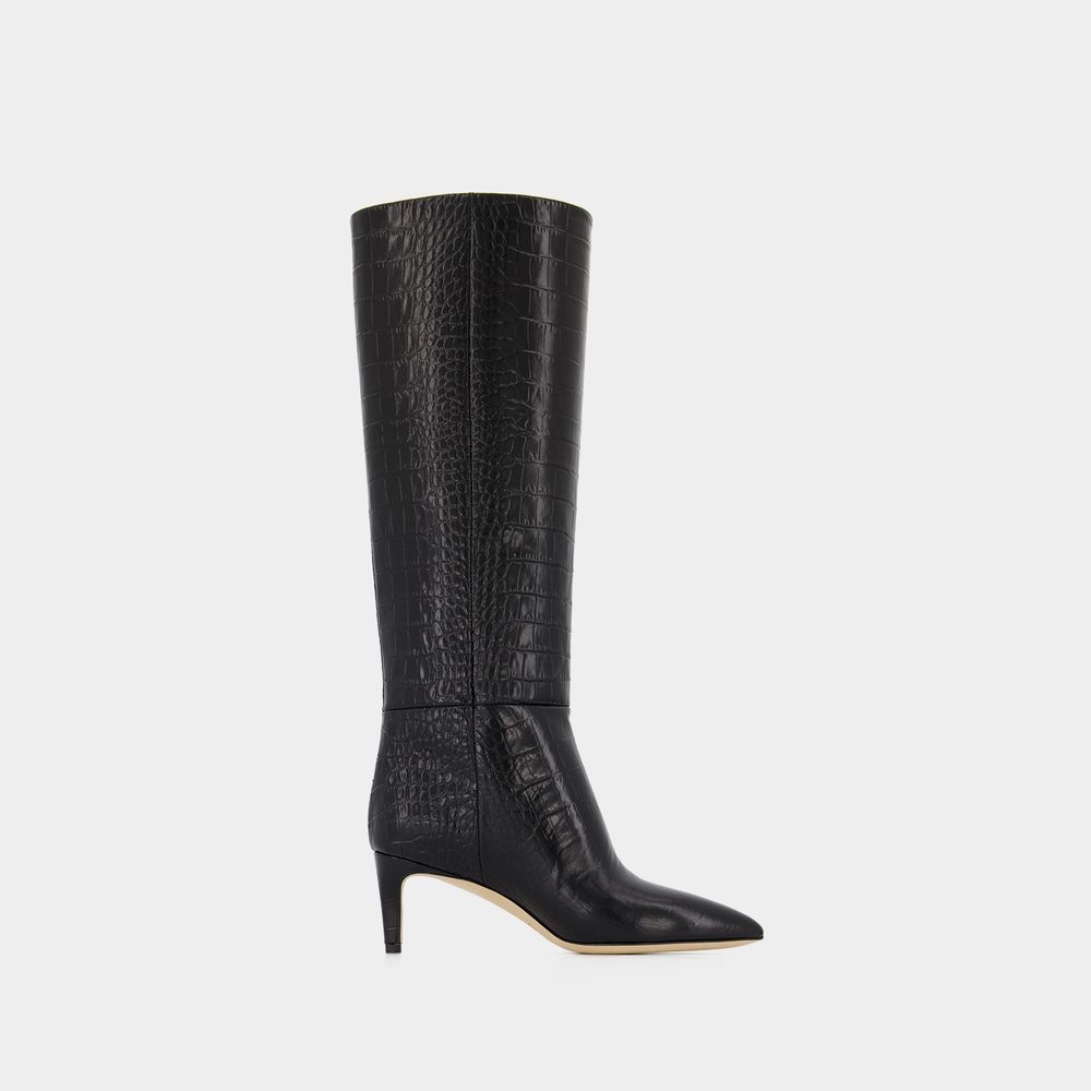 Paris Texas Stiletto 60 Boots - - Leather - Black In Black