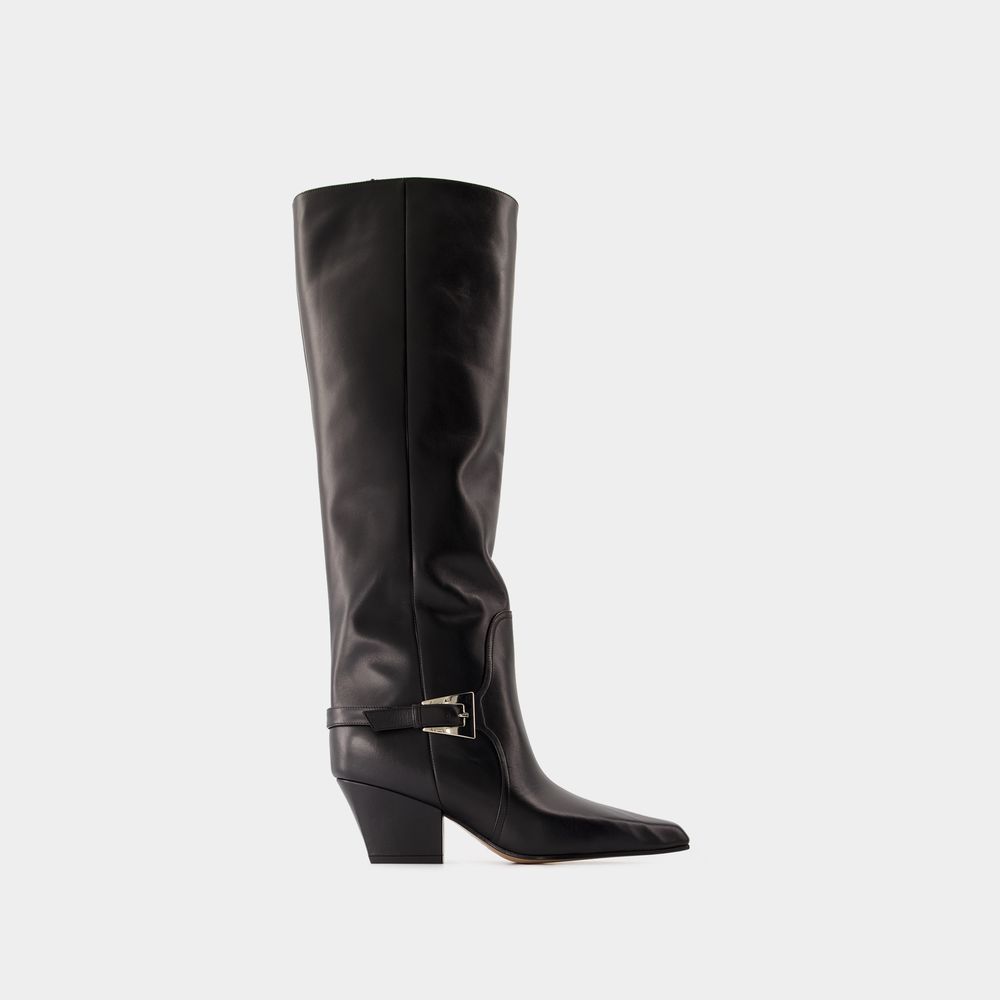 Shop Paris Texas Bottes Jane Buckle 60 -  - Cuir - Noir In Black