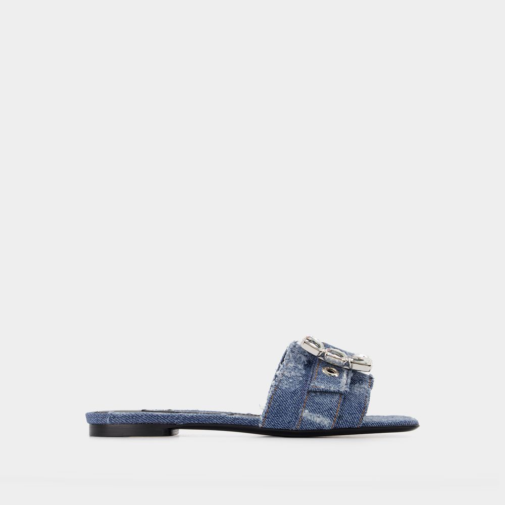 Shop Dolce & Gabbana Patchwork Sandals -  - Cobalto Scuro - Denim In Blue