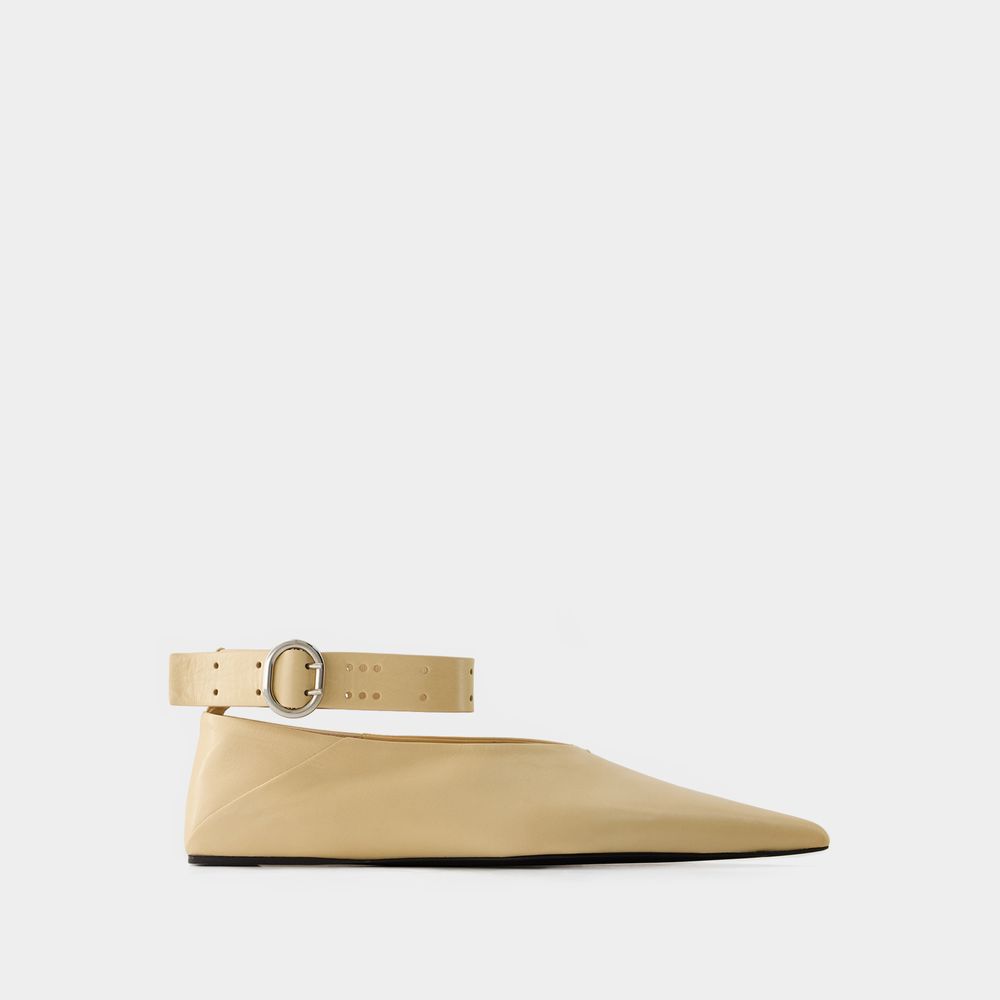 Shop Jil Sander Ballet Sandals -  - Leather - Beige