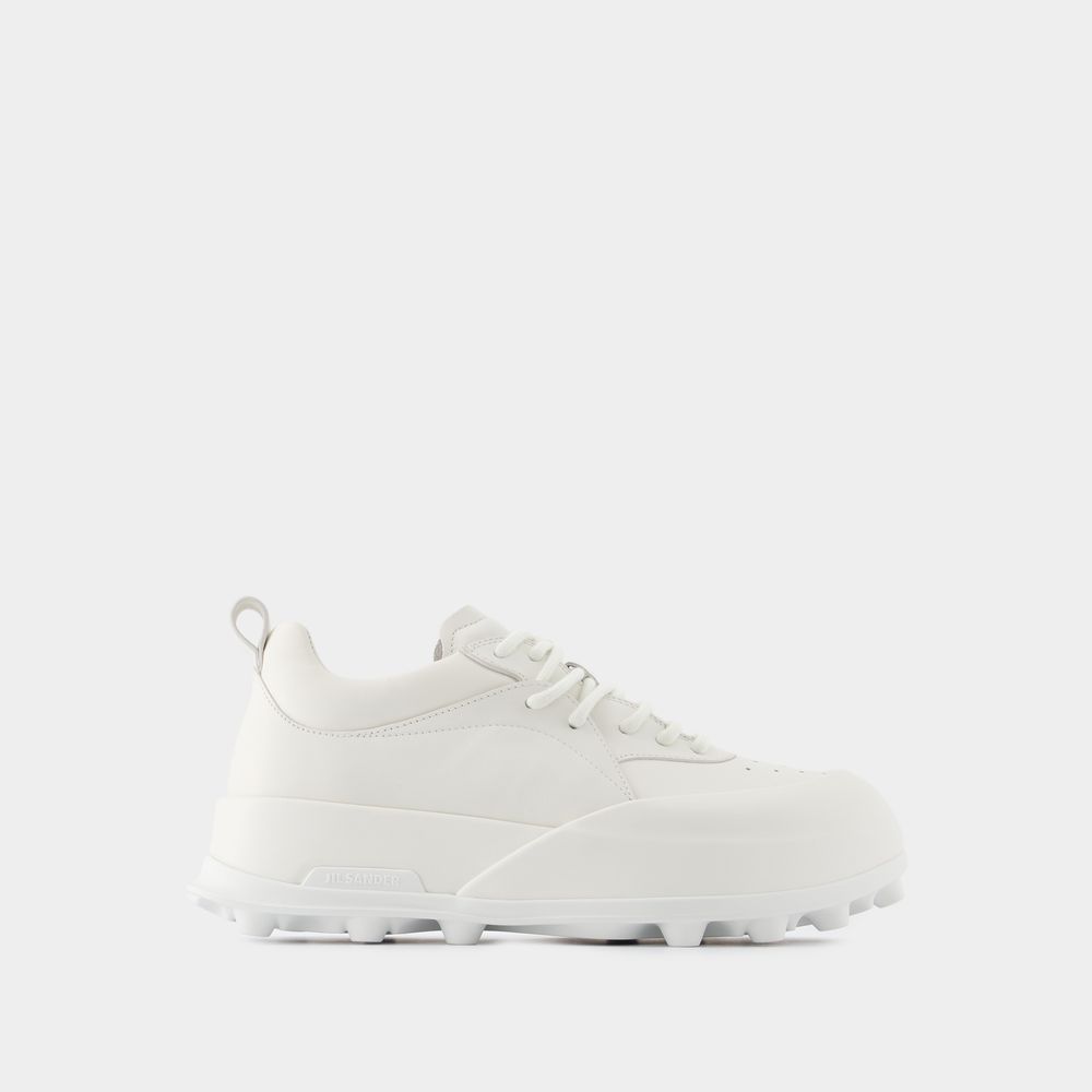 Shop Jil Sander Sneakers -  - Leather - Porcelain White
