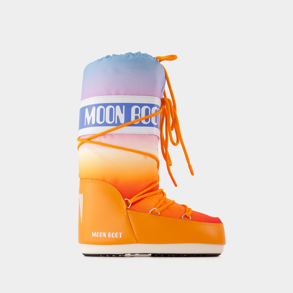 Moon Boot Icon Nylon Ankle Snow Boots In Orange