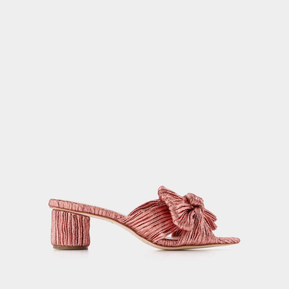 Loeffler Randall 50mm Metallic-effect Plissé Sandals In Pink