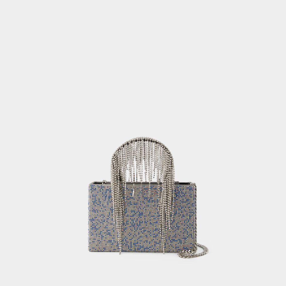 Shop Kara Crystal Mesh Midi Handbag -  - Leather - Blue Pixel