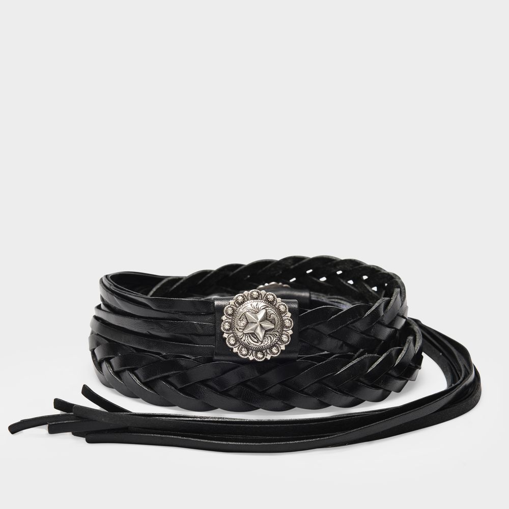Kate Cate Braided Altamont Belt In Black
