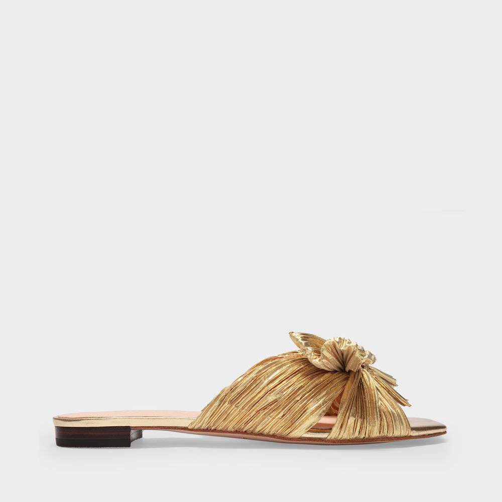 Shop Loeffler Randall Daphne Knot Flat Sandals In Gold